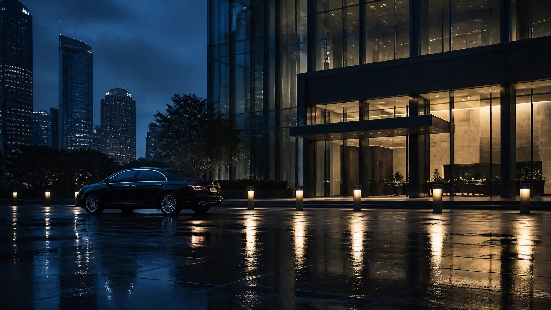 Executive sedan prepared for professional chauffeur service