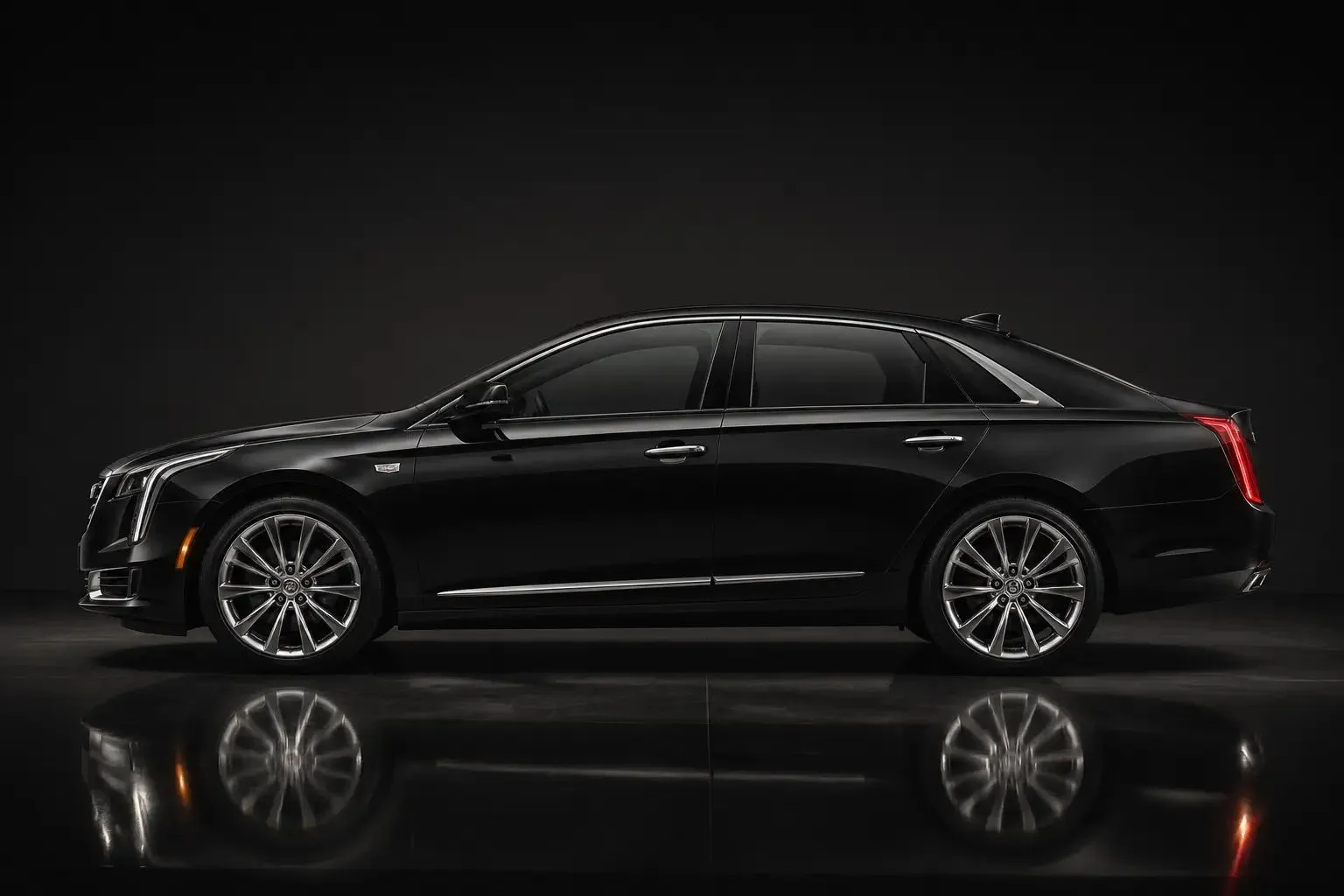 Black luxury sedan prepared for a private ride
